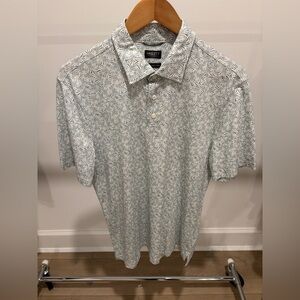 Faherty Men's Movement Polo Shirt - White and Blue Print